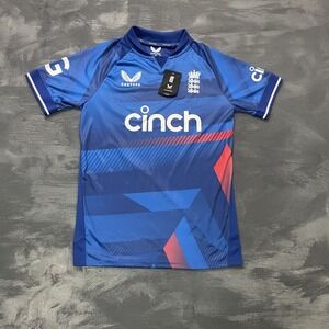 Castore England‎ Cricket Men medium Blue shirt Short Sleeve ODI BNWT